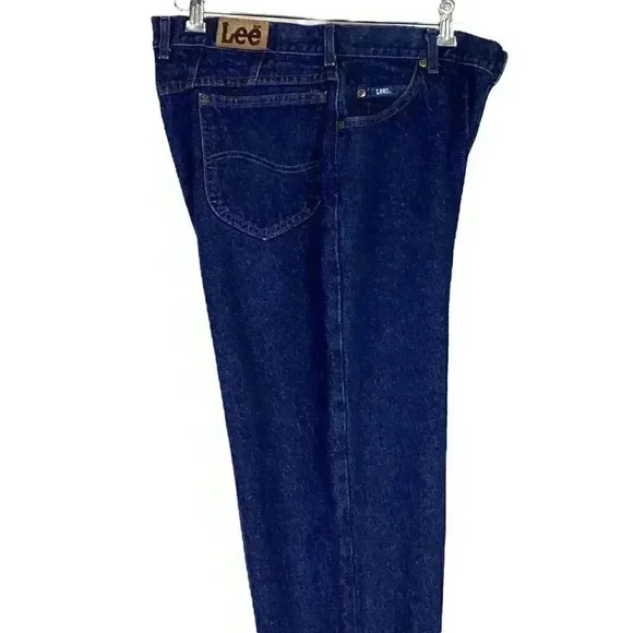 Lee Jeans Women 14 Blue High Waist Mom Dark Cotton Straght Union Made Vintage - Picture 4 of 8